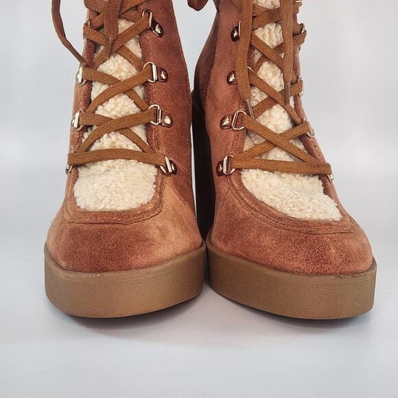 Jessica Simpson Maelyn Suede Shearling Wedge Boots - Picture 6 of 10